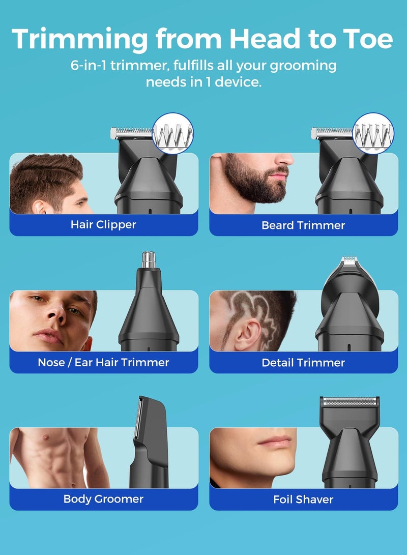 GLAKER "GLAKER Men's Grooming Kit - GLAKER 6-in-1 Waterproof Beard Trimmer, Cordless Hair Clippers, Shavers, and Trimmers for Mustache, Nose, Ear, and Body Hair - With Storage Bag and Beard Bib Apron" - Image 2