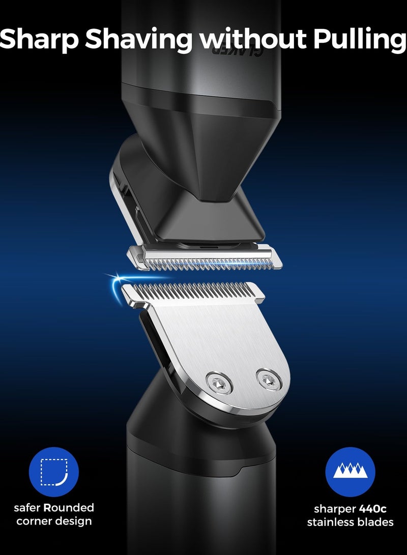 GLAKER "GLAKER Men's Grooming Kit - GLAKER 6-in-1 Waterproof Beard Trimmer, Cordless Hair Clippers, Shavers, and Trimmers for Mustache, Nose, Ear, and Body Hair - With Storage Bag and Beard Bib Apron" - Image 4