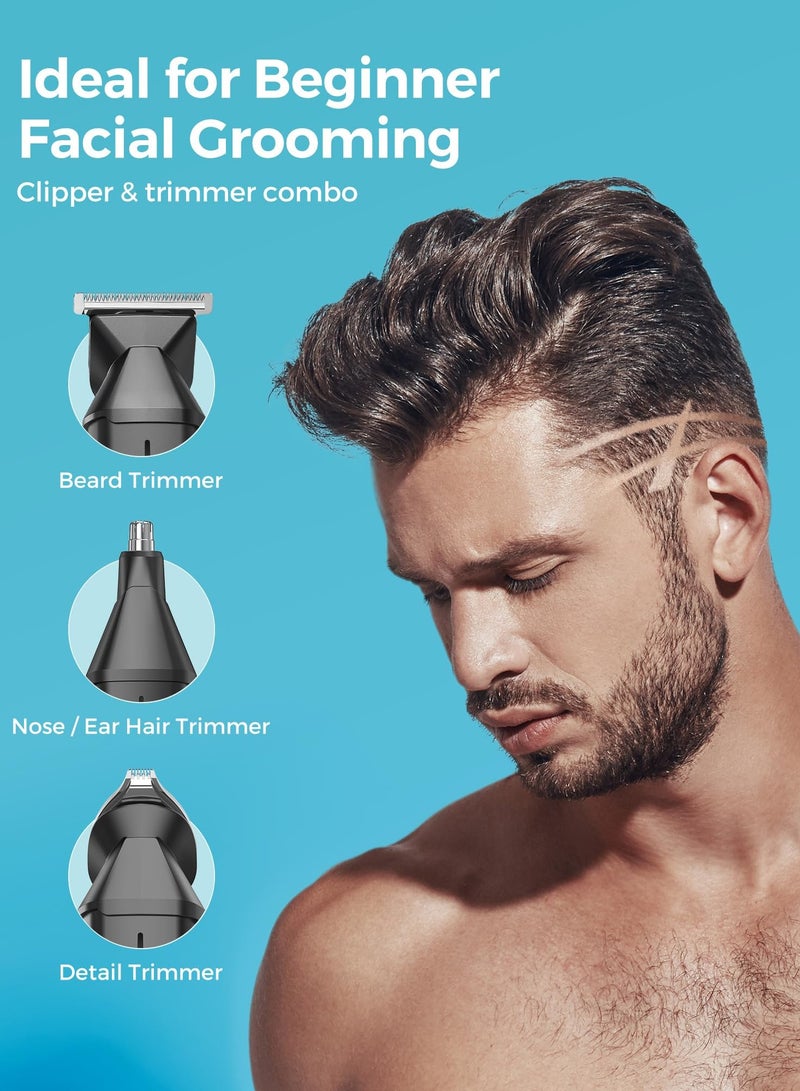 GLAKER "GLAKER Men's Grooming Kit - GLAKER 6-in-1 Waterproof Beard Trimmer, Cordless Hair Clippers, Shavers, and Trimmers for Mustache, Nose, Ear, and Body Hair - With Storage Bag and Beard Bib Apron" - Image 5