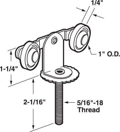 Prime-Line N 6529 3 In. Nylon Top Mount Closet Door Tandem Flat Rollers (Single Pack) - Image 2