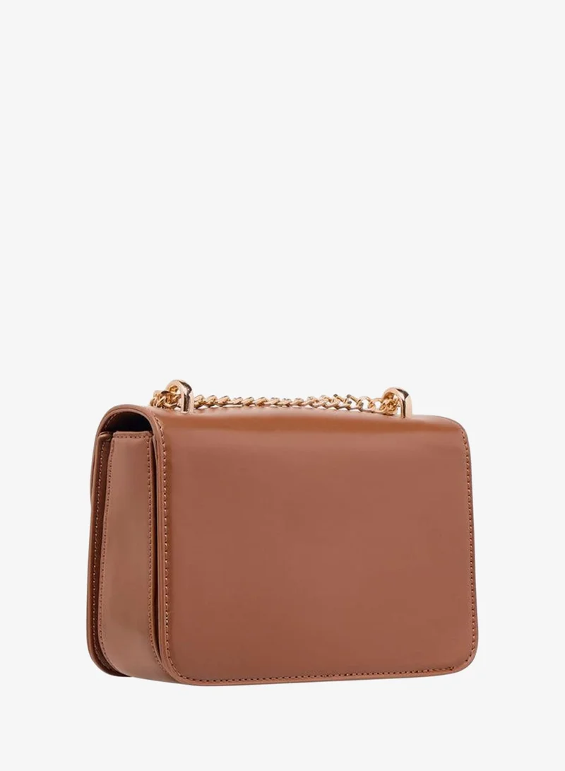 Flora Bella By Shoexpress BROWN Solid Crossbody Bag with Detachable Strap for Women | Best Price UAE
