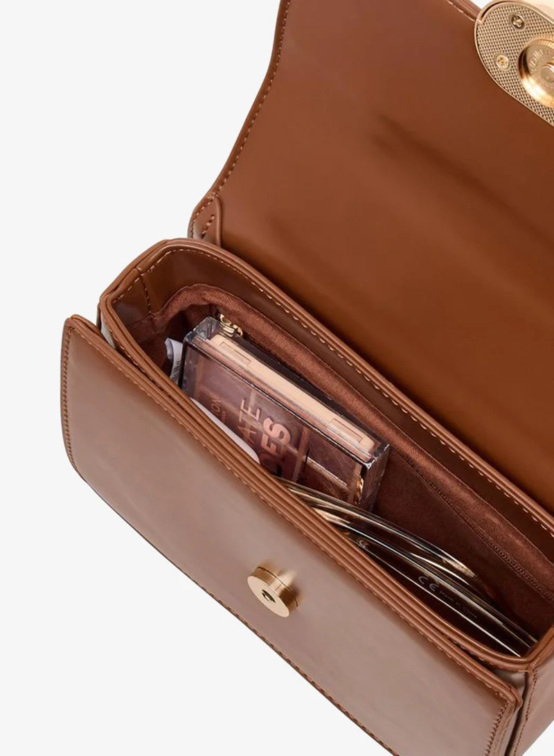 Flora Bella By Shoexpress BROWN Solid Crossbody Bag with Detachable Strap for Women | Best Price UAE