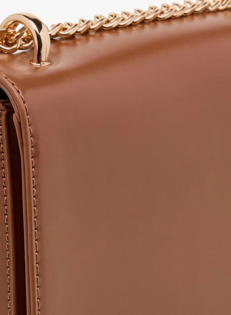 Flora Bella By Shoexpress BROWN Solid Crossbody Bag with Detachable Strap for Women | Best Price UAE