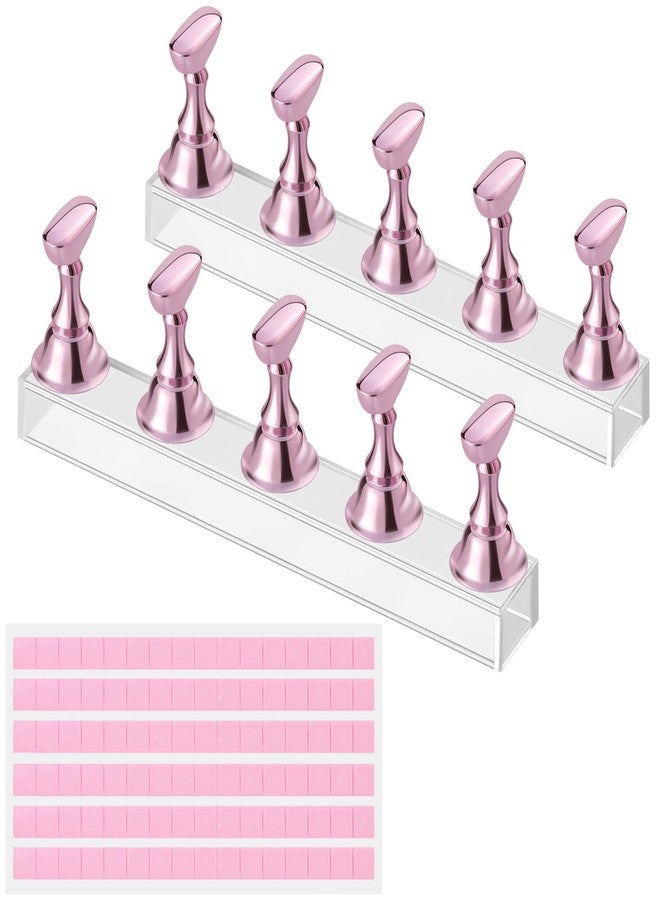 Etercycle Nail Stand Press On Nail Stand Nail Holder for Painting Nails Magnetic Nail Tips Practice Stands with 80Pcs Reusable Putty (Pink) - Image 1
