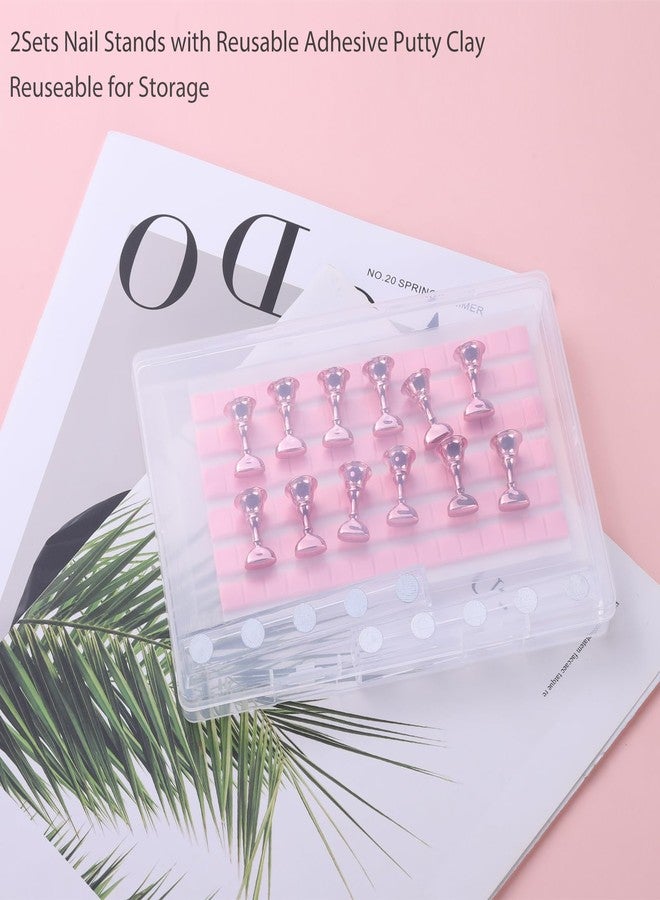 Etercycle Nail Stand Press On Nail Stand Nail Holder for Painting Nails Magnetic Nail Tips Practice Stands with 80Pcs Reusable Putty (Pink) - Image 5