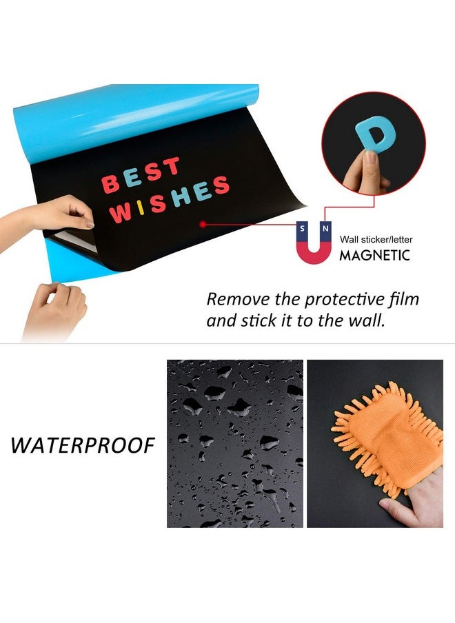 Board2by Board2by Magnetic Chalkboard Contact Paper for Wall, 38.9 x 18 Self Adhesive Chalk Board Wallpaper, Blackboard Paper with 46 Magnetic Letters for Kids, Black  - Image 2