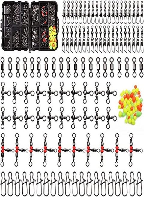 RED SEA TACKLE Fishing Tools And Equipments Kit 140 Pieces Inculding Ball Bearing Swivel Snap Barrel Triple Swivels Fishing Line Connectors For Fish Hunting Suitalbe For Fish Hunting In SeaWater Salt Water And Fresh Water