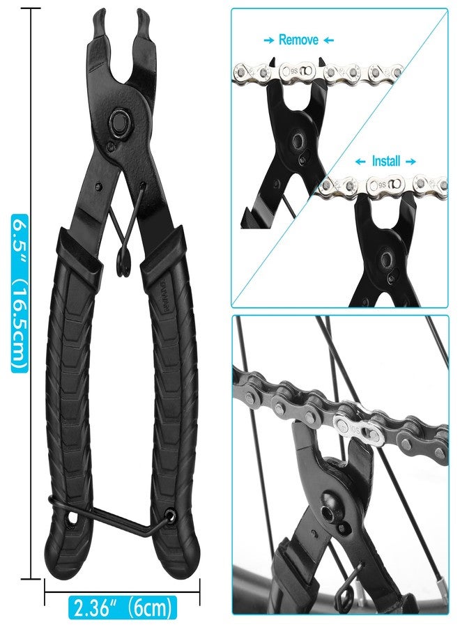A AKRAF Bike Link Plier + Chain Breaker Splitter Tool + Black Chain Checker + 3 Pairs Bicycle Missing Links, Bike Link Opener Closer Plier Chain Cutter Connector Wear Indicator Tool (Black) - Image 2