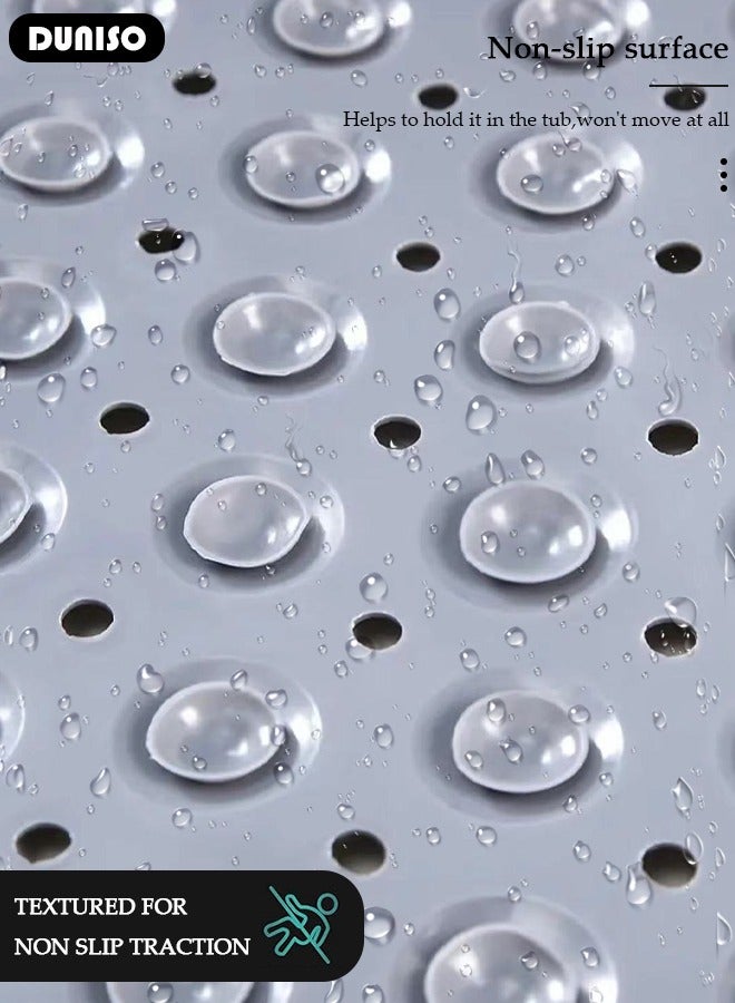 DUNISO Anti Slip Bathroom Mat Shower Mat Waterproof Mat Foot Massage Mat With Drain Holes And Suction Cups 44*75cm Bath Mat For Tub, Toilet And Bathroom Floors Grey - Image 5