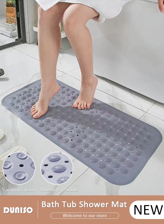 DUNISO Anti Slip Bathroom Mat Shower Mat Waterproof Mat Foot Massage Mat With Drain Holes And Suction Cups 44*75cm Bath Mat For Tub, Toilet And Bathroom Floors Grey - Image 1