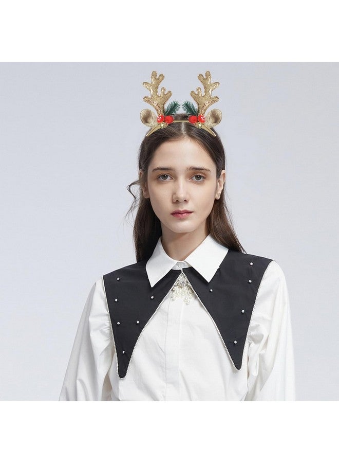 WLBON 2 Pcs Christmas Reindeer Antlers Headband Deer Antlers Ears Hair Hoops Bands Elk Horns Headpiece Hairband Women Xmas Tree Bells Cosplay Dress Up Halloween Wedding Holiday Birthday Party Accessories - Image 2