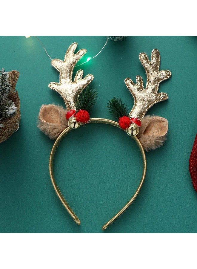 WLBON 2 Pcs Christmas Reindeer Antlers Headband Deer Antlers Ears Hair Hoops Bands Elk Horns Headpiece Hairband Women Xmas Tree Bells Cosplay Dress Up Halloween Wedding Holiday Birthday Party Accessories - Image 5