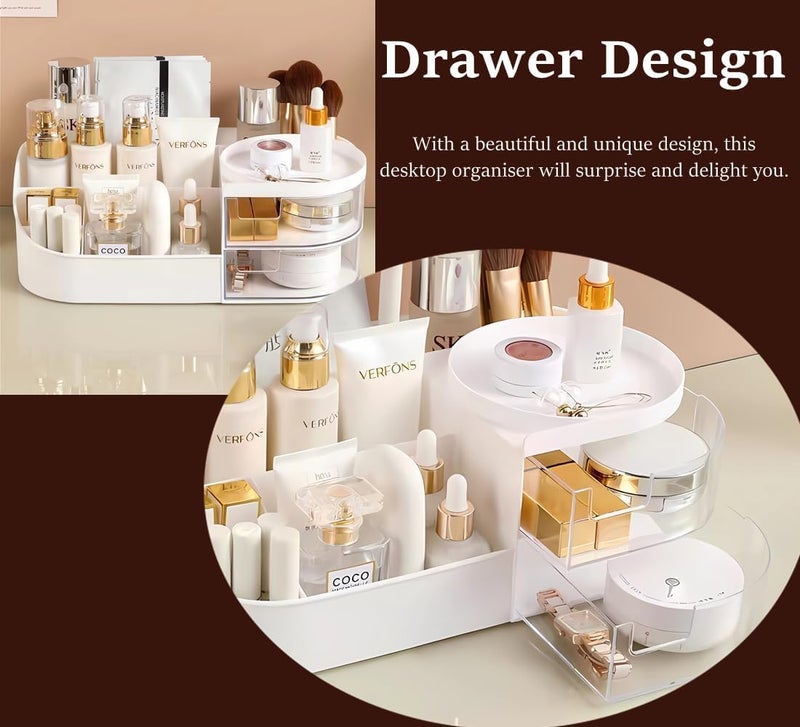 Snivy Snivy Makeup Storage Organizer with Drawer, Countertop Cosmetic Organizer for Vanity, Multi-purpose Cosmetic Storage Case Organizer for Dressing Table, Bedroom and Bathroom Countertop  - Image 4