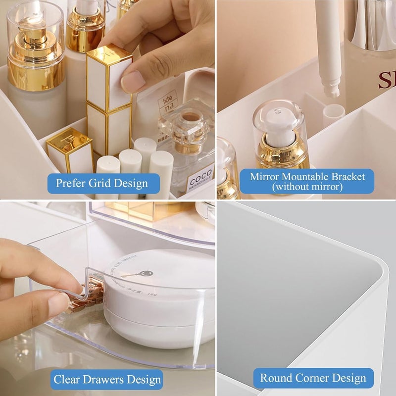 Snivy Snivy Makeup Storage Organizer with Drawer, Countertop Cosmetic Organizer for Vanity, Multi-purpose Cosmetic Storage Case Organizer for Dressing Table, Bedroom and Bathroom Countertop  - Image 2