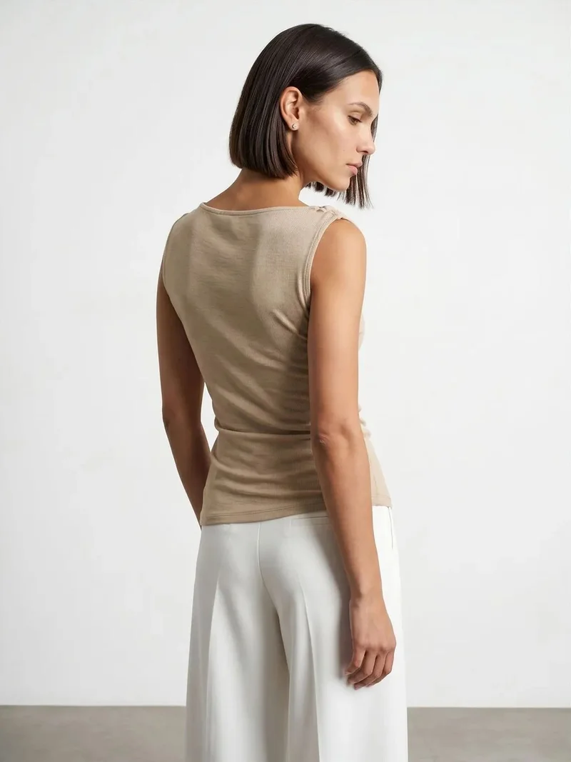 Dilvin Dilvin Sleeveless Cowl Neck Shell Top