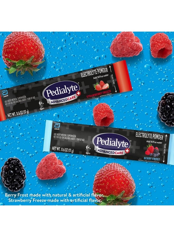 بيدياليت مسحوق الإلكتروليتات بيديالايت أدفانسد كير بلس، يحتوي على 33% من الإلكتروليتات والبريبايوتكس بريأكتيف، عبوة متنوعة: بيري فروست وفراولة فريز، 24 عبوة مسحوق - Image 1