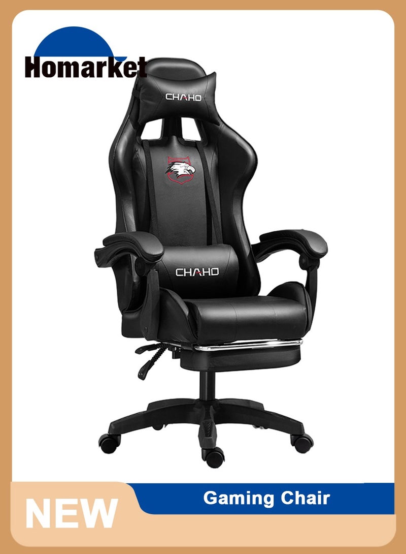 Gaming Chair High-Back Racing Style With Pu Leather Bucket Seat 360 Swivel,Ergonomic Computer Desk Chair for Office and Gaming with Headrest Back Comfort and Lumbar Support