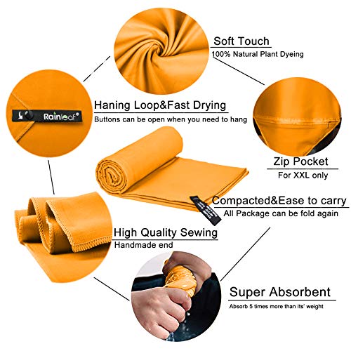 Rainleaf Microfiber Towel Perfect Travel & Gym & Camping Towel. Quick Dry - Super Absorbent - Ultra Compact - Lightweight. Suitable for Trip, Beach, Shower, Backpacking, Pool - Image 3