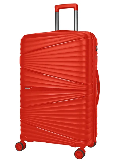 SENATOR Hard Case Large Checked Luggage Trolley For Unisex Polypropylene Lightweight 4 Double Wheeled Suitcase With Built In TSA Type Lock Travel Bag KH1005 Red