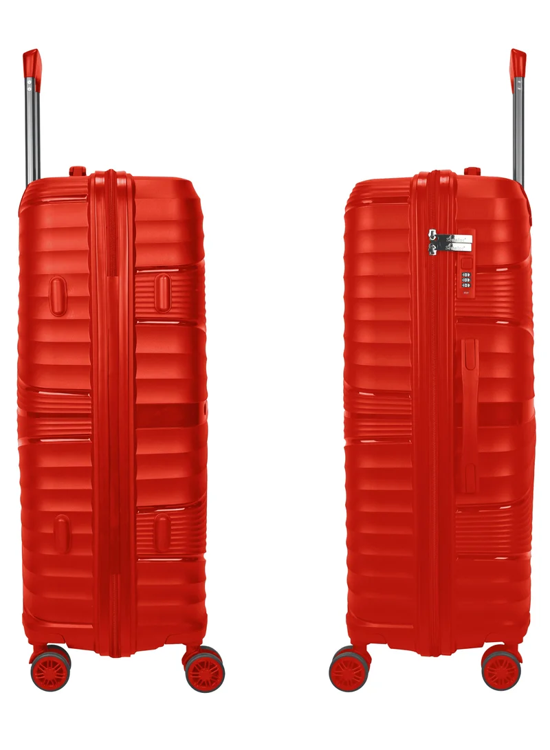 SENATOR Hard Case Large Checked Luggage Trolley For Unisex Polypropylene Lightweight 4 Double Wheeled Suitcase With Built In TSA Type Lock Travel Bag KH1005 Red
