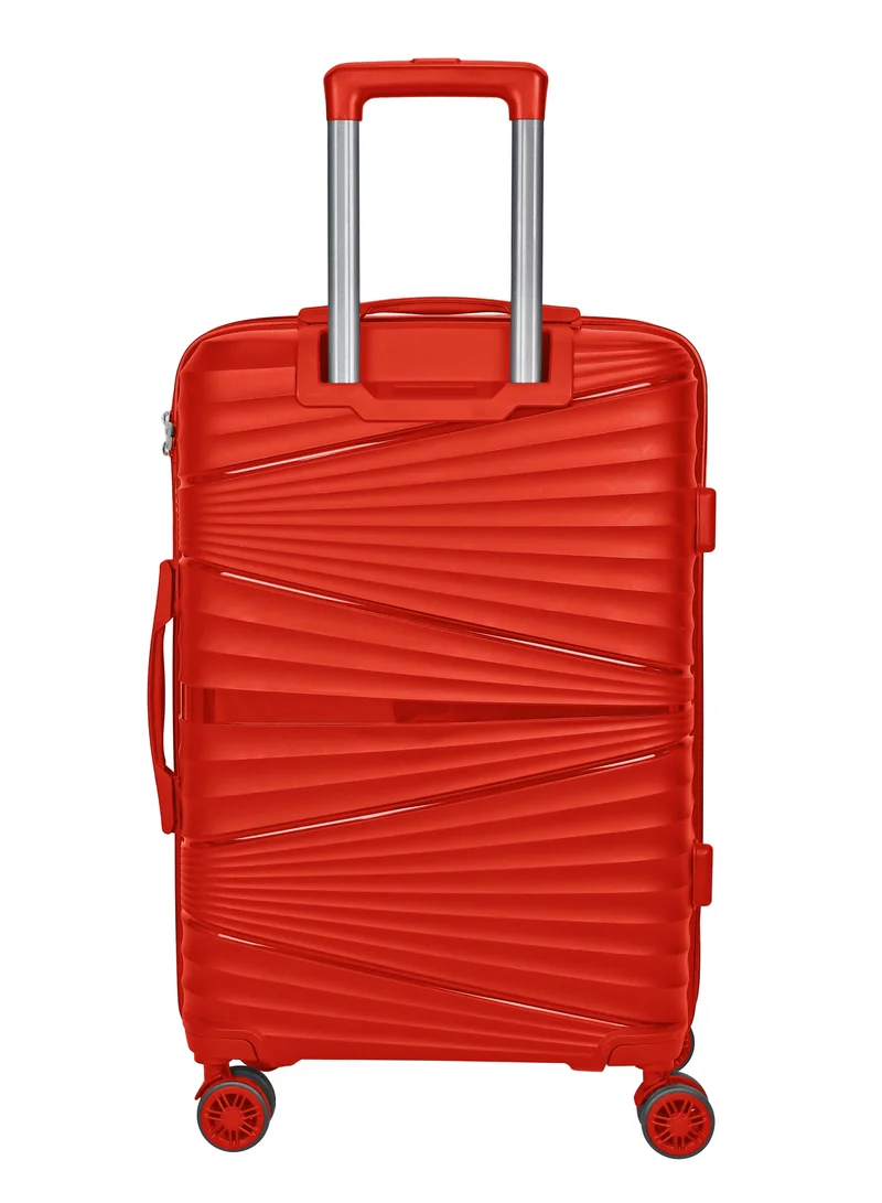 SENATOR Hard Case Large Checked Luggage Trolley For Unisex Polypropylene Lightweight 4 Double Wheeled Suitcase With Built In TSA Type Lock Travel Bag KH1005 Red