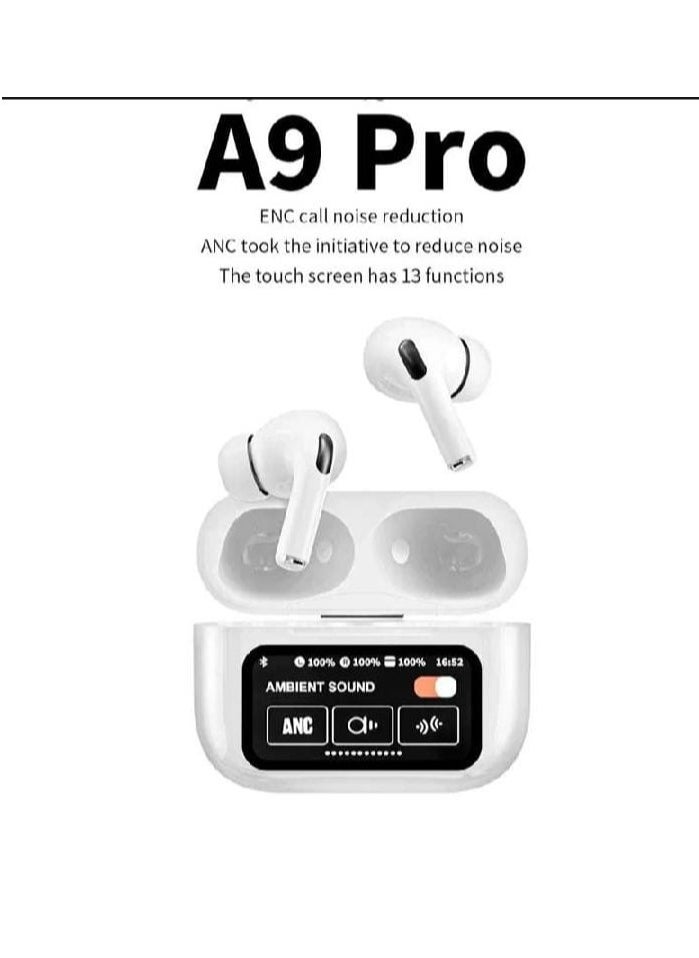 Generic - A9 Pro Bluetooth Earphones with Touch Display – Active Noise Cancelling (ANC) & Environmental Noise Cancelling (ENC) AIPods - Image 1