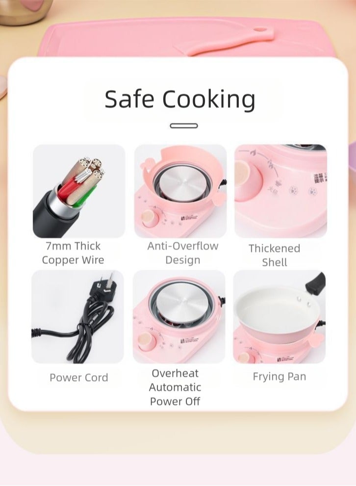 هالاكيدس مجموعات طبخ للأطفال أدوات مطبخ آمنة صغيرة ، صنع طعام حقيقي للأطفال 8-12 فتاة مبتدئة ألعاب تعليمية للطبخ (وردي) - Image 5