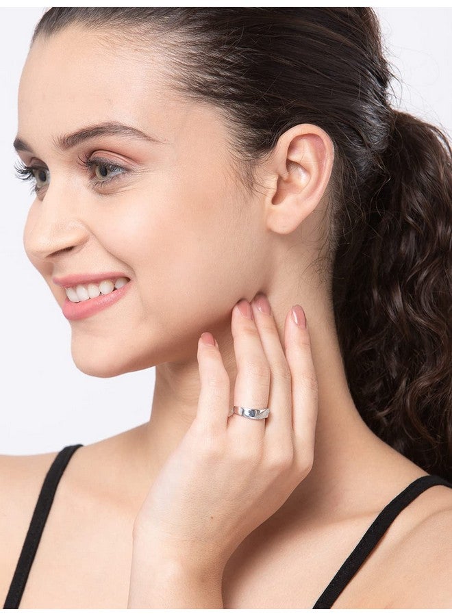 CLARA Pure 925 Sterling Silver Wave Adjustable Ring Gift for Women and Girls | Partial Matte Finish - Image 3