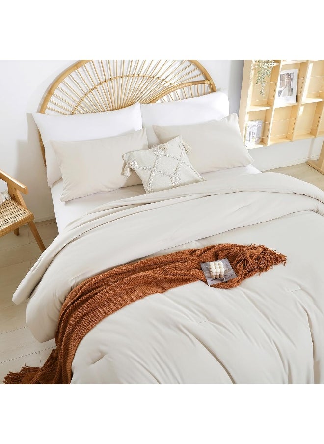 weigelia Beige Comforter Set Twin Boho Cream Twin Comforter with 1 Pillowcases - Soft Lightweight Cozy Bedding Set for All Season - Beige Comforter Twin Size for Women Teens Kids