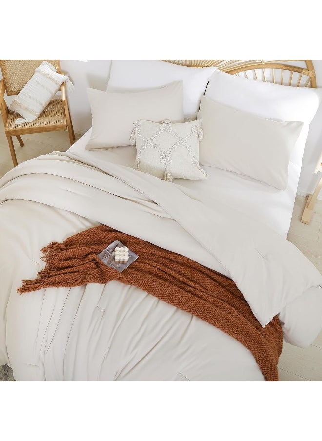 weigelia Beige Comforter Set Twin Boho Cream Twin Comforter with 1 Pillowcases - Soft Lightweight Cozy Bedding Set for All Season - Beige Comforter Twin Size for Women Teens Kids