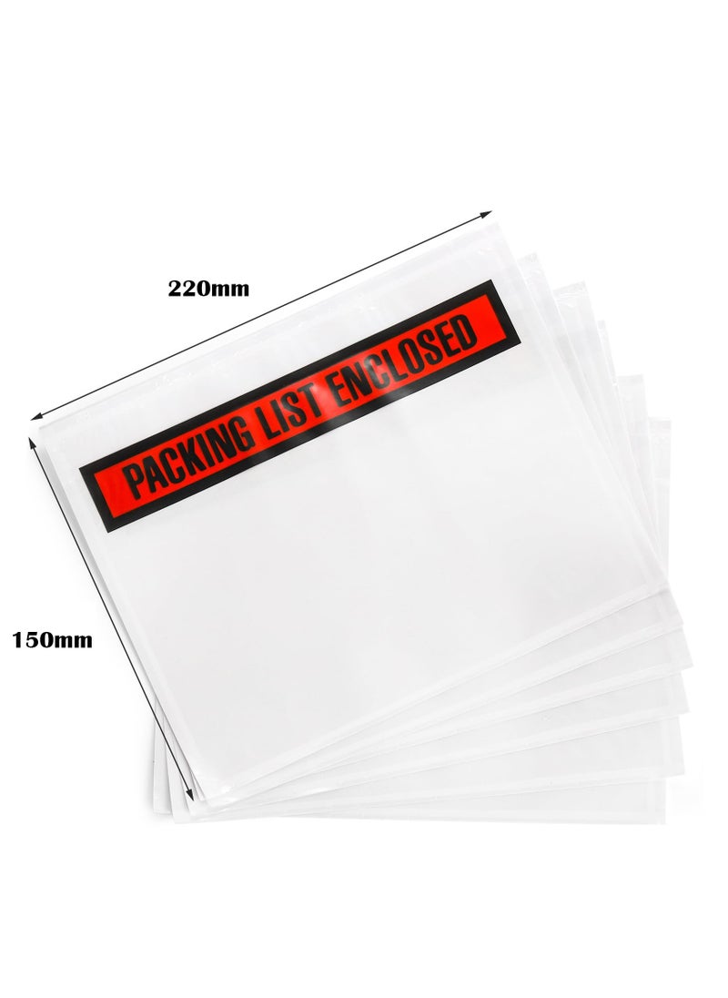 Excefore - 100 Pcs Packing List Envelopes, 150mm x 220mm Clear Adhesive Invoice Packing Slip Envelope Pouches Shipping Label Sleeves Top Loading Packing List Enclosed Bags for Mailing - Image 1