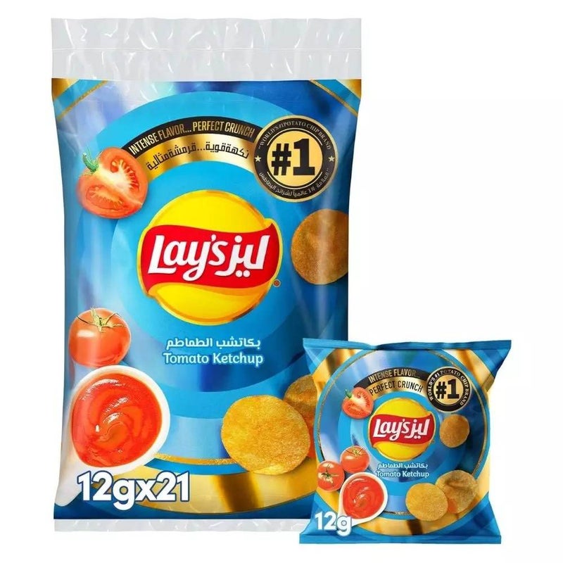 Lays Wavy Tomato Ketchup Flavored Potato Chips- 21X11gms
