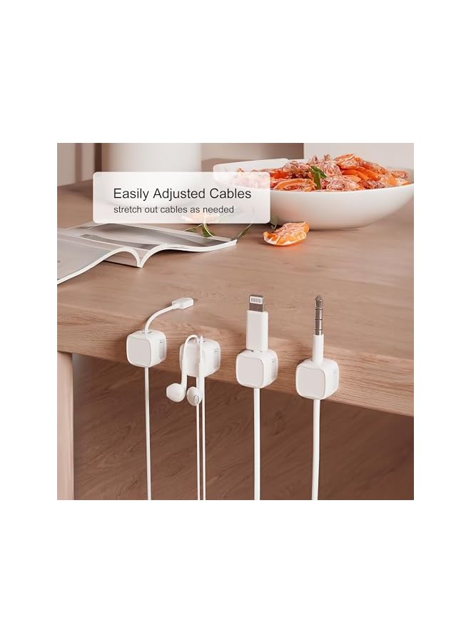 Green Tiger 16 Pack Magnetic Cord Organizer, Under Desk Cable Management, Adhesive Wire Holder Keeper Organizers for Home Office Desk Phone Car Wall Desktop Nightstand-Black&White - Image 4