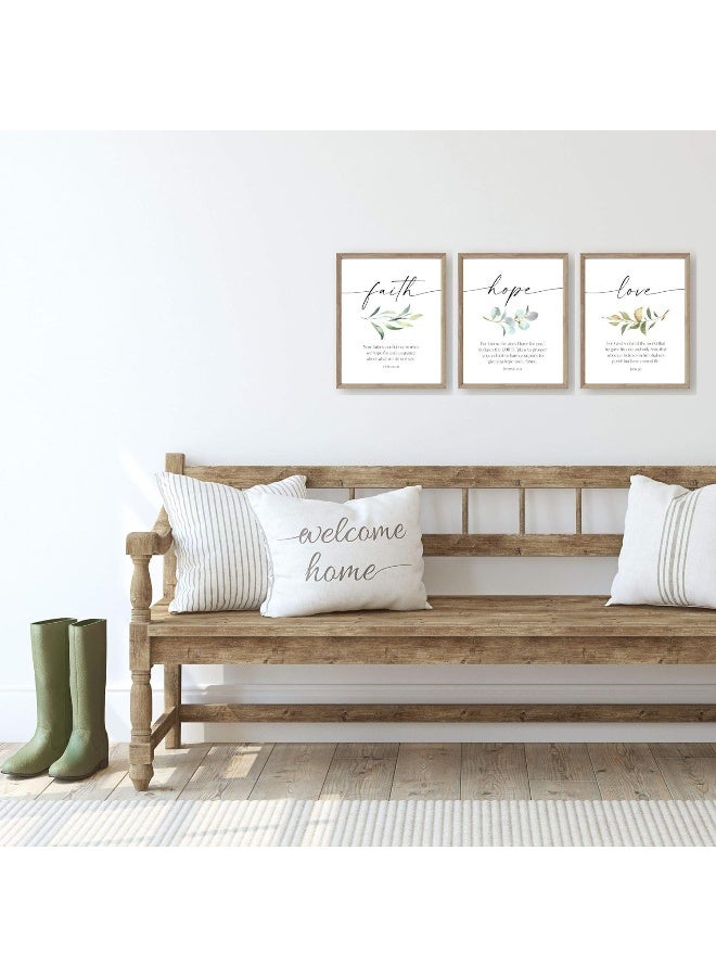 BPA طباعة آيات الكتاب المقدس BPA® الإلهام الإيمان والأمل والمحبة، مجموعة من 3 غير مؤطرة، ديكور منزلي مسيحي، فن جدار الكتاب المقدس، هدية دينية للنساء، 8 × 10، أخضر، أزرق، رمادي - Image 3