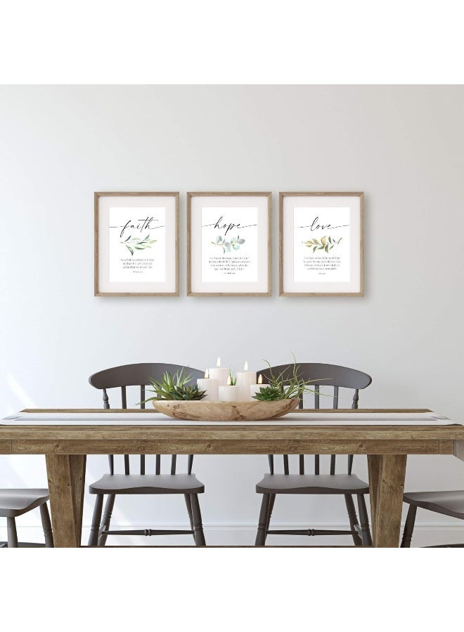 BPA طباعة آيات الكتاب المقدس BPA® الإلهام الإيمان والأمل والمحبة، مجموعة من 3 غير مؤطرة، ديكور منزلي مسيحي، فن جدار الكتاب المقدس، هدية دينية للنساء، 8 × 10، أخضر، أزرق، رمادي - Image 2