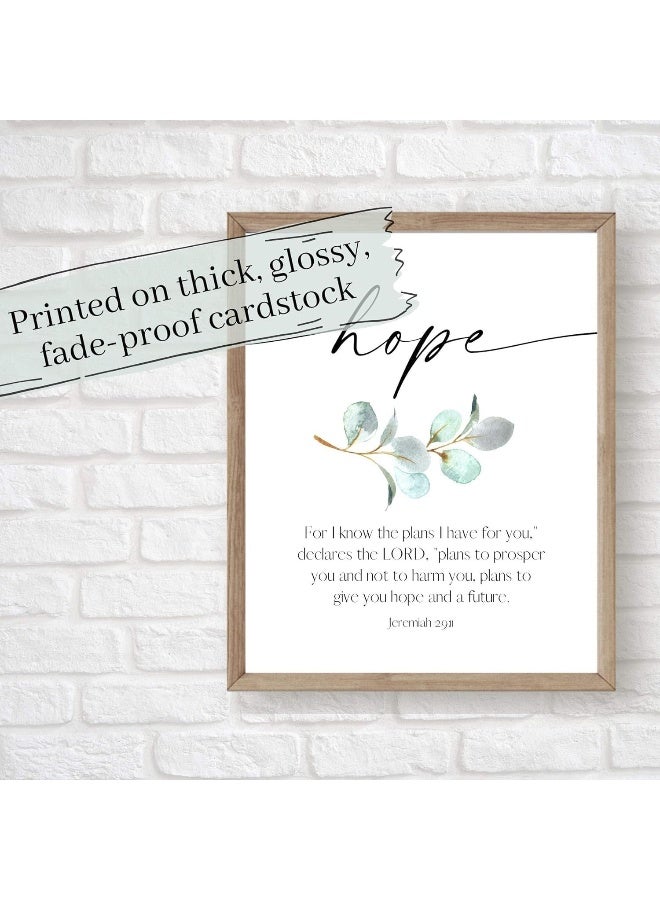 BPA طباعة آيات الكتاب المقدس BPA® الإلهام الإيمان والأمل والمحبة، مجموعة من 3 غير مؤطرة، ديكور منزلي مسيحي، فن جدار الكتاب المقدس، هدية دينية للنساء، 8 × 10، أخضر، أزرق، رمادي - Image 4