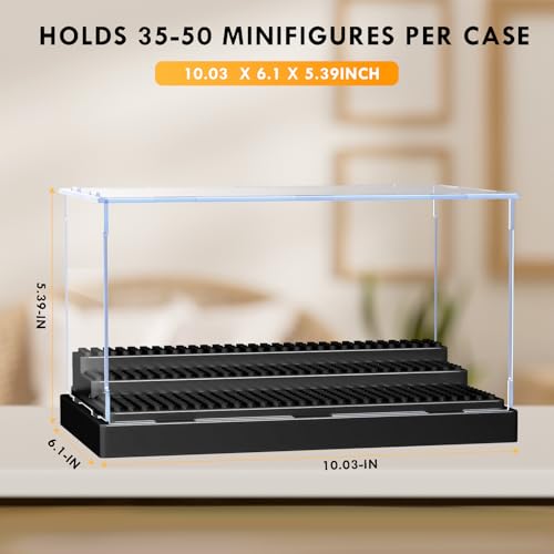 KKU Display Case for Minifigure Action Figures Blocks, Acrylic Minifigure Display Case Box Storage with 3 Movable Steps Gift for Kids Adults - Image 4