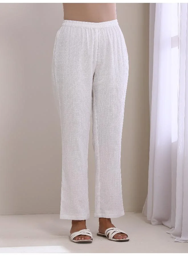 trueBrowns White Dobby Boxy Fit High Low Co-Ord Set