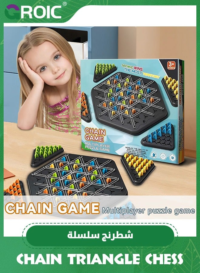 Chain Triangle Chess Game Triggle Board Game,Rubber Band Game,Strategy Board Game for Family Game,Chess Game Set,Nteractive Game for Kids