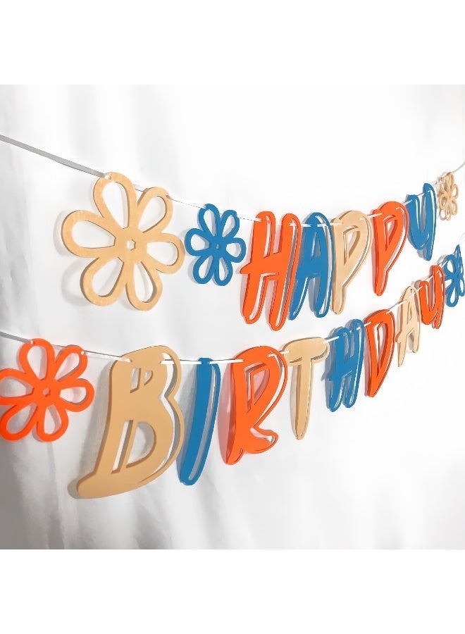 Happy Birthday Banner Decorations - Happy Birthday mix color Pack Of  Banner Party Decoration Item With Ribbon Bunting for Party Decor, Reusable Happy Birthday Banner - Image 3