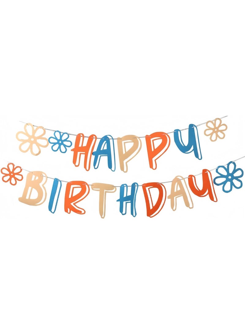 Happy Birthday Banner Decorations - Happy Birthday mix color Pack Of  Banner Party Decoration Item With Ribbon Bunting for Party Decor, Reusable Happy Birthday Banner - Image 1