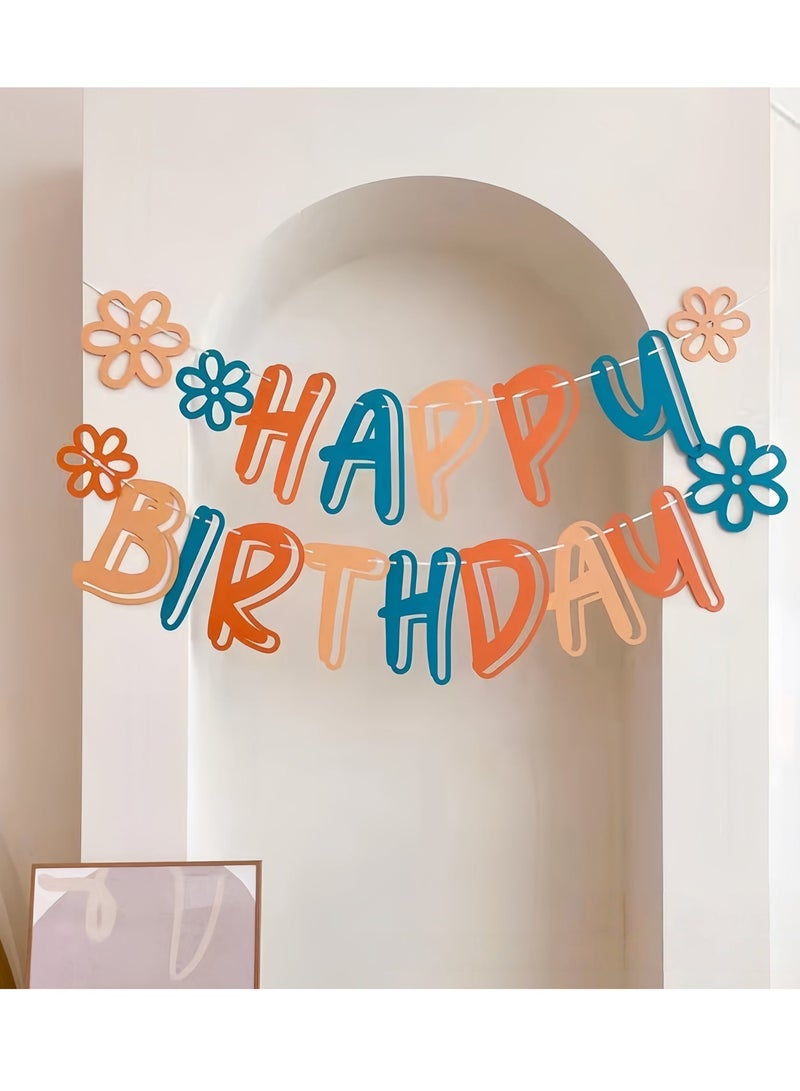 Happy Birthday Banner Decorations - Happy Birthday mix color Pack Of  Banner Party Decoration Item With Ribbon Bunting for Party Decor, Reusable Happy Birthday Banner - Image 2