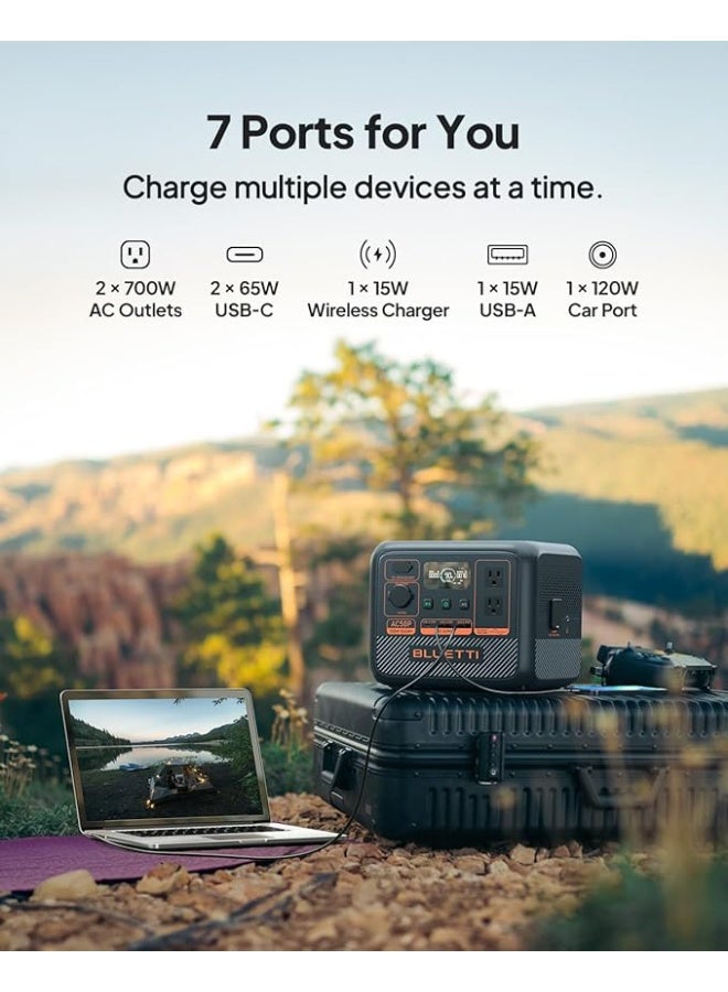 BLUETTI Portable Power Station AC50P, 504Wh LiFePO4 Battery Backup, 2 700W AC Outlets (Power Lifting 1200W), 65W USB-C PD Output, Solar Generator for Camping, Emergency, Travel (Solar Panel Optional) - Image 3