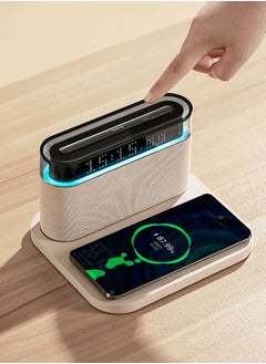 Wireless Charger with LED Desk Lamp,4 in 1 Wireless Charging Stationg Compatible with iPhone,Airpods,Digital Alarm Clock with Charging Block,Table Lamp Night Light for Bedroom office