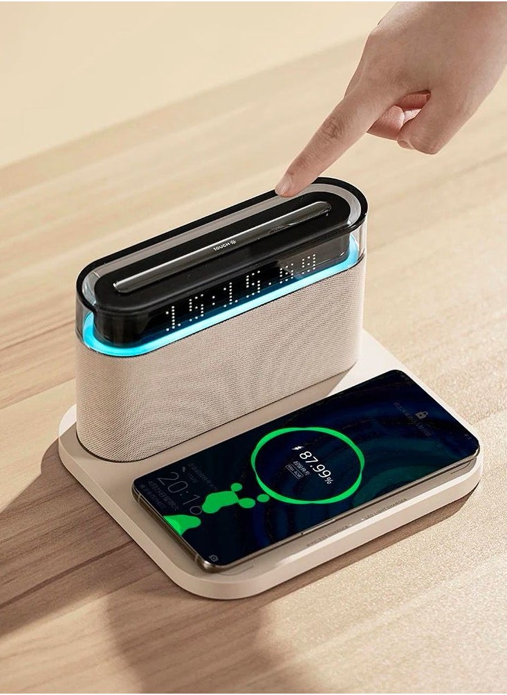 Generic - Wireless Charger with LED Desk Lamp,4 in 1 Wireless Charging Stationg Compatible with iPhone,Airpods,Digital Alarm Clock with Charging Block,Table Lamp Night Light for Bedroom office - Image 1