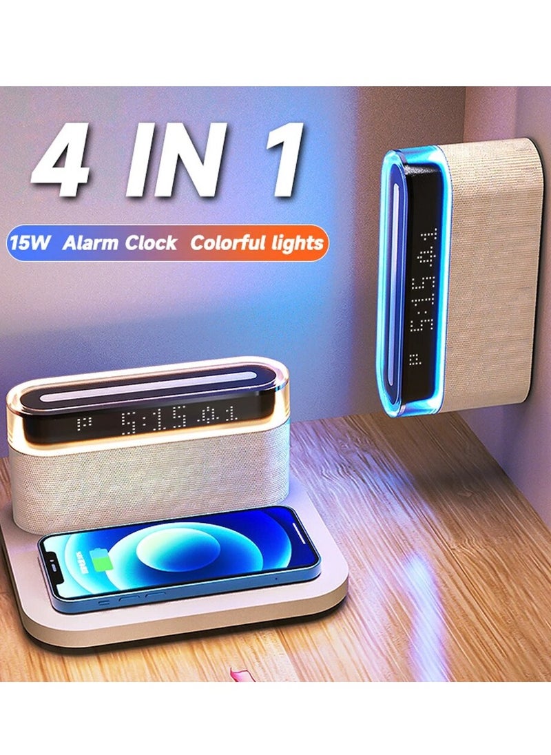 Generic - Wireless Charger with LED Desk Lamp,4 in 1 Wireless Charging Stationg Compatible with iPhone,Airpods,Digital Alarm Clock with Charging Block,Table Lamp Night Light for Bedroom office - Image 1