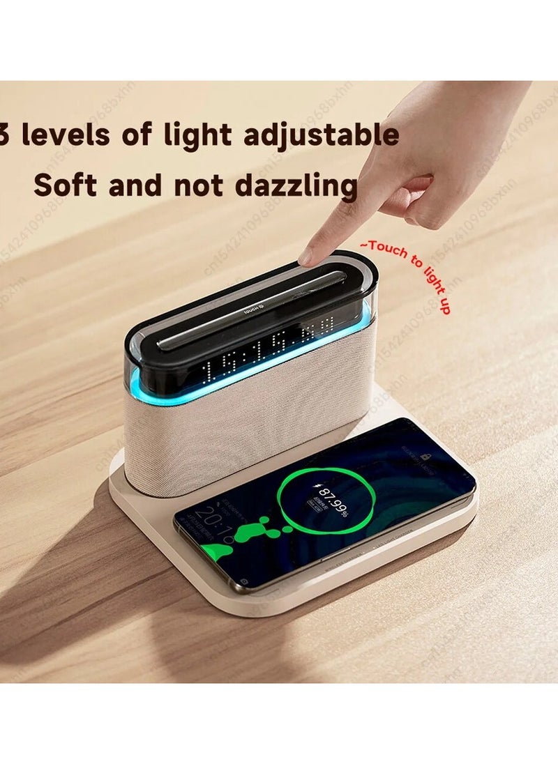Generic - Wireless Charger with LED Desk Lamp,4 in 1 Wireless Charging Stationg Compatible with iPhone,Airpods,Digital Alarm Clock with Charging Block,Table Lamp Night Light for Bedroom office - Image 1