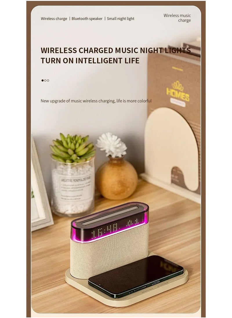 Generic - Wireless Charger with LED Desk Lamp,4 in 1 Wireless Charging Stationg Compatible with iPhone,Airpods,Digital Alarm Clock with Charging Block,Table Lamp Night Light for Bedroom office - Image 1