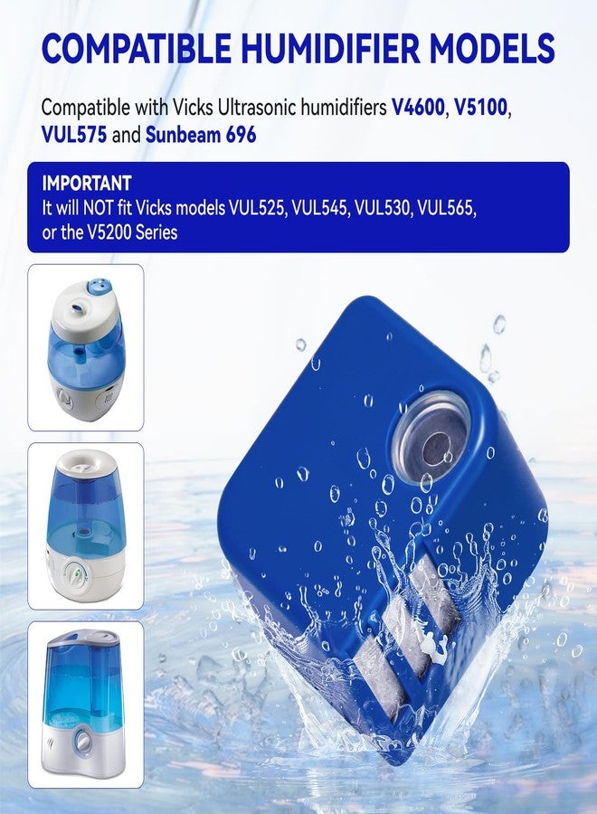 HWEIUA PDC51V1 Demineralization Cartridge Compatible with Vick Humidifier V4600, V5100, VUL575 and Sunbeam696 Only, Humidifier Filter Replacement Effectively Reduce White Dust, Pack of 2, Blue - Image 2