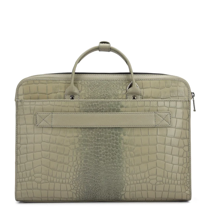 Da Milano  Croco Leather Laptop Sleeve - Stone Grey  | Best Price UAE